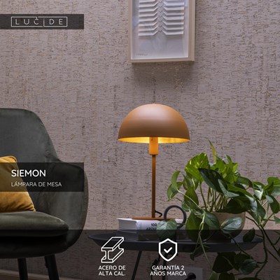 Lucide SIEMON - Lámpara de mesa - Ø 25 cm - 1xE14 - Ocre